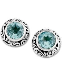 Samuel B. - Round Cut Topaz Stud Earrings - Lyst