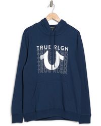 True Religion Denim Flock Logo Crew Neck Sweatshirt in Black for Men Mens Clothing Activewear gym and workout clothes Sweatshirts 