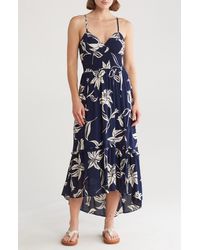 Angie - Floral Lace-up Midi Dress - Lyst