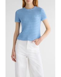 Chloé - Open Knit Short Sleeve Organic Cotton Sweater - Lyst