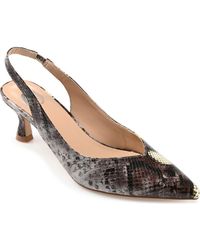 Journee Collection - Snake Embossed Slingback Kitten Pumps - Lyst