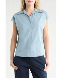 Vince - Cap Sleeve Cotton Button-Up Shirt - Lyst