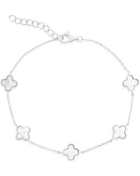 Simona - Mother-Of-Pearl Clover Station Chain Bracelet - Lyst