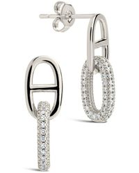 Sterling Forever - Reina Pavé Cubic Zirconia Link Drop Earrings - Lyst