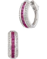 Savvy Cie Jewels - Stone Hoop Earrings - Lyst