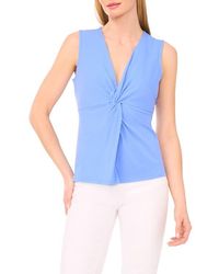 Halogen® - Twist Front Sleeveless Cotton Knit Top - Lyst