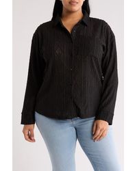Forgotten Grace - Crochet Long Sleeve Button Front Blouse - Lyst