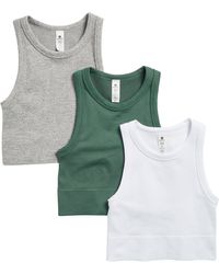 90 Degrees - 3-pack Seamless Ribbed Crop Tank Tops - Lyst