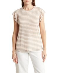 Adrianna Papell - Ruffle Sleeve Slub Knit T-shirt - Lyst