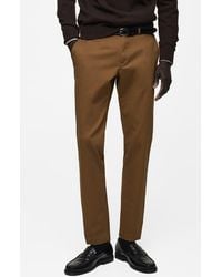 Mango - Slim Fit Flat Front Cotton Stretch Twill Chinos - Lyst