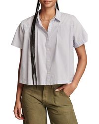 Lucky Brand - Stripe Short Sleeve Cotton Poplin Button-Up Shirt - Lyst