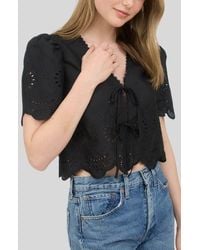 Blu Pepper - Eyelet Trim Tie Front Top - Lyst