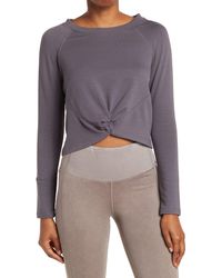 90 Degrees - Terry Brushed High/low Twist Front Top - Lyst
