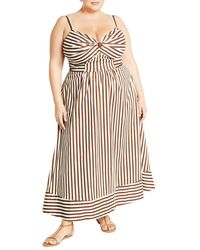City Chic - Zaya Stripe Sleeveless Midi Dress - Lyst