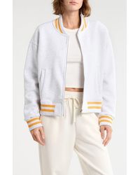 90 Degrees - Silicone Varsity Stripe Fleece Zip Jacket - Lyst