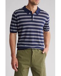 Slate & Stone - Stripe Cotton & Linen Polo Sweater - Lyst