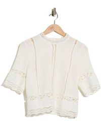 Ellen Tracy - Short Sleeve Cotton Crosshatch Crop Top - Lyst