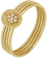 CARRIERE JEWELRY 18k Yellow Gold Plated Sterling Silver Diamond Quad Band Ring - Metallic
