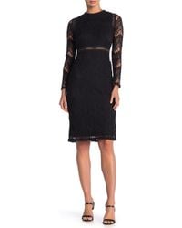 Love By Design - Lace Long Sleeve Midi Dress - Lyst