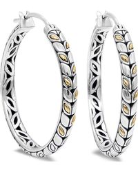 DEVATA - Sterling Silver With 18k Gold Accents Hoop Earrings - Lyst