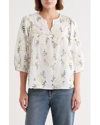 Bobeau - Floral Embroidered Cotton Top - Lyst
