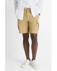 Vince - Flat Front Cotton & Linen Cargo Shorts - Lyst