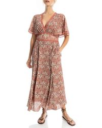 Max Studio Smocked Flutter Sleeve Maxi Dress in Natural | Lyst