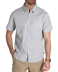 Jachs New York - Solid Short Sleeve Cotton & Linen Button-up Shirt - Lyst