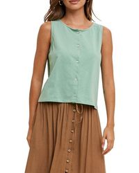 Wishlist - Sleeveless Cotton Button-Up Top - Lyst