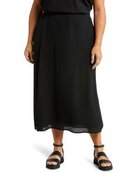 Eileen Fisher - A-line Silk Midi Skirt - Lyst