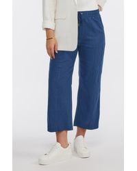 Ellen Tracy - Wide Leg Linen Blend Drawstring Crop Pants - Lyst