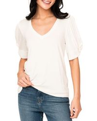 Gibsonlook - Twist Sleeve V-Neck Top - Lyst