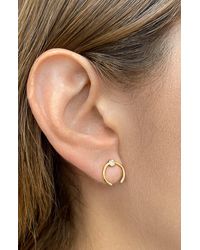 Adornia - 14k Yellow Gold Plated Brass Bezel Crystal Open Front Facing Hoop Earrings - Lyst
