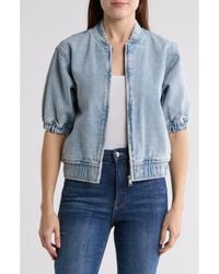 Steve Madden - Short Sleeve Denim Bomber Jacket - Lyst