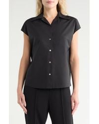 Vince - Cap Sleeve Cotton Button-Up Shirt - Lyst