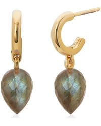 Monica Vinader - Fiji Bud Labradorite Drop Huggie Hoop Earrings - Lyst