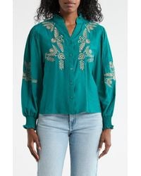 Forgotten Grace - Embroidered Buttoned Top - Lyst