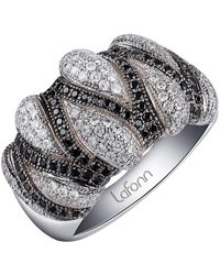 Lafonn - Platinum Black Rhodium Plated Sterling Silver Pave Simulated Diamond Cocktail Ring - Lyst