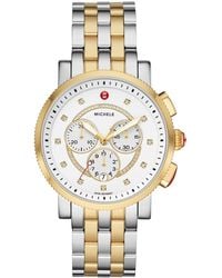 Michele - Sport Sail Diamond Accent Two-tone Bracelet Watch - Lyst