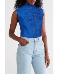 DKNY - Funnel Neck Pleated Woven Top - Lyst