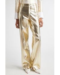 Cinq À Sept - Francine High Waist Metallic Faux Leather Wide Leg Pants - Lyst