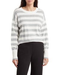 Bobeau - Stripe Crewneck Pullover Sweater - Lyst