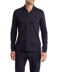 VELLAPAIS - Lucena Solid Cotton Knit Button-up Shirt - Lyst