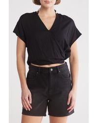 Elan - Short Sleeve Faux Wrap Cover-Up Crop Top - Lyst