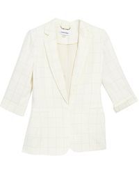 calvin klein satin stripe roll cuff long open front jacket