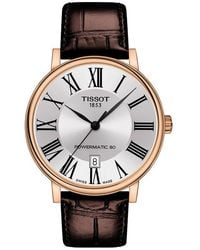 Tissot - T-Classic Carson Powermatic 80 Leather Strap Watch, 40Mm - Lyst