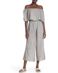 Boho Me Off-the-shoulder Medallion Print Jumpsuit - Gray