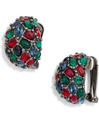 Kenneth Jay Lane - Faux Ruby Emerald Sapphire Clip-On Earrings - Lyst