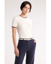 Nordstrom Rack - Tipped Short Sleeve Ribbed Sweater - Lyst
