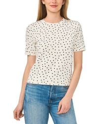 Cece - Printed Short Sleeve Cotton Sweater - Lyst